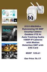 0151-006348-a- Ruiseawing 4K 8MP Security Camera Outdoor PTZ Ai Auto Tracking Audio 1080P IP Cameras with Motion Detection 5MP Add 64G Card copy