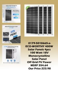 0179-5018665-a-ECO-WORTHY 400W Solar Panels 4pcs 100 Watt 18V Monocrystalline Solar Panel Module for Off Grid PV Power MSRP 354.64 Our Price 223.98 copy